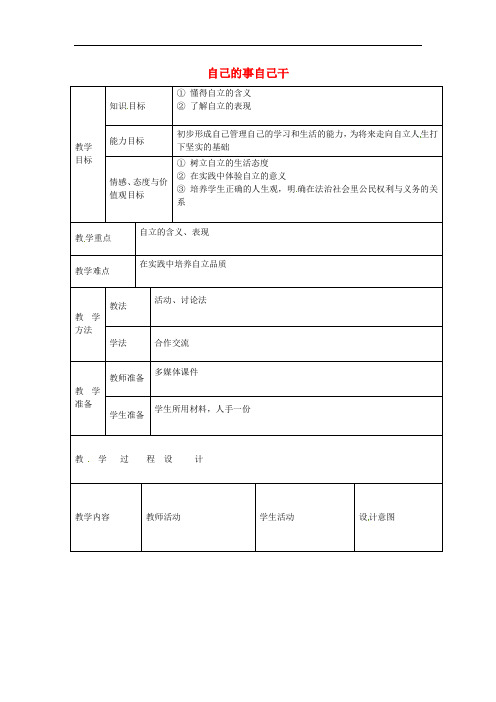 七年级政治下册 第二单元 第三课 第1框 自己的事情自