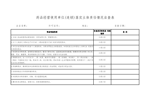 药品经营使用单位(连锁)落实主体责任情况自查表