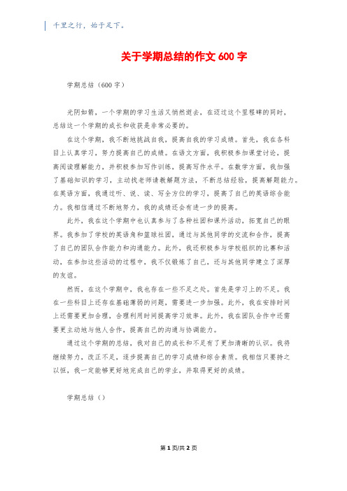 关于学期总结的作文600字