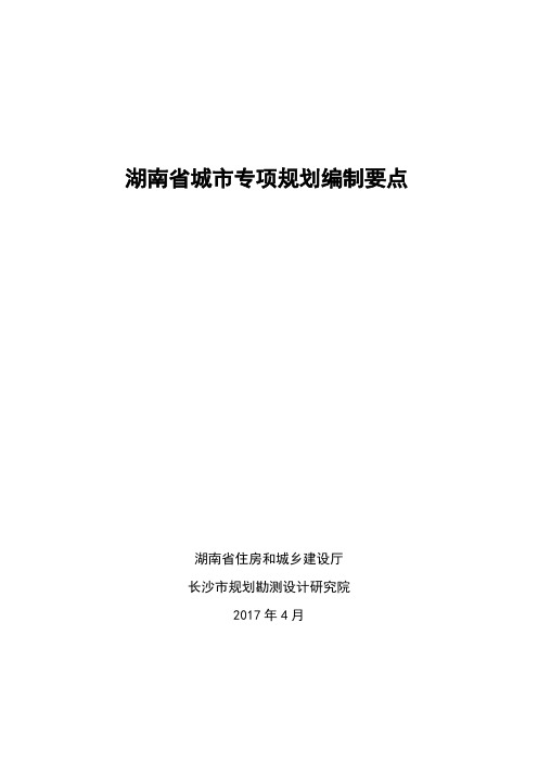 湖南省城市专项规划编制要点