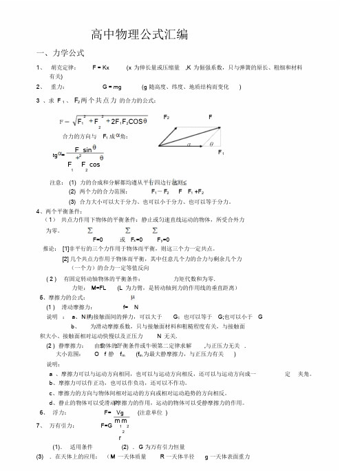 高中物理公式大全(最新)