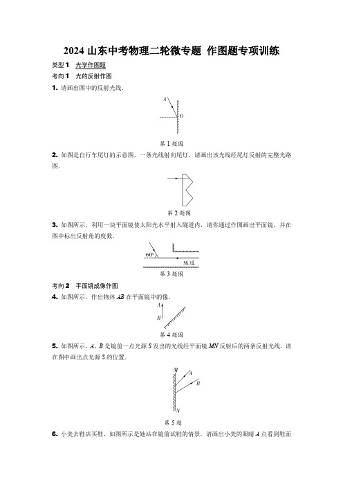 2024山东中考物理二轮微专题 作图题专项训练  (含答案)