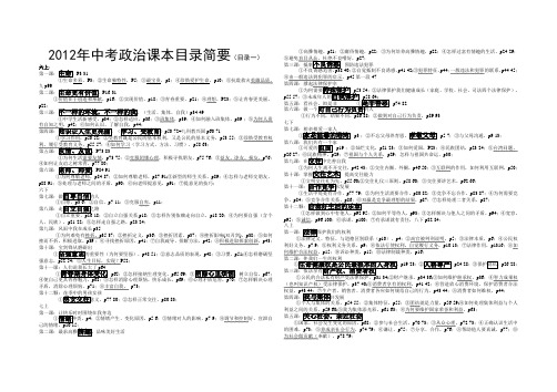 2012年中考政治课本目录简要