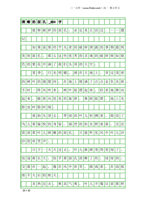 高一散文作文：清晰的面孔_800字