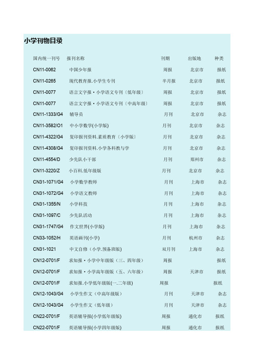 小学刊物目录