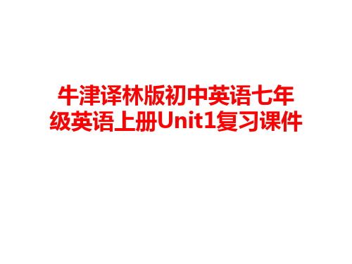 牛津译林版初中英语七年级英语上册Unit1复习课课件