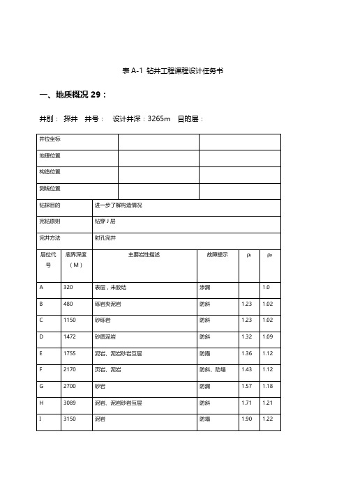 钻井工程课程设计