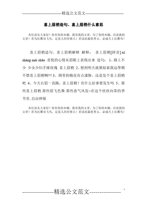 喜上眉梢造句、喜上眉梢什么意思