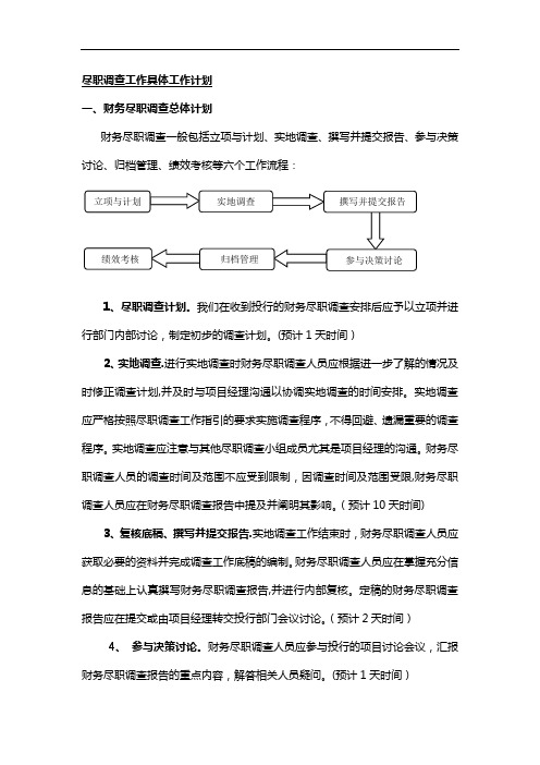 尽职调查具体工作计划