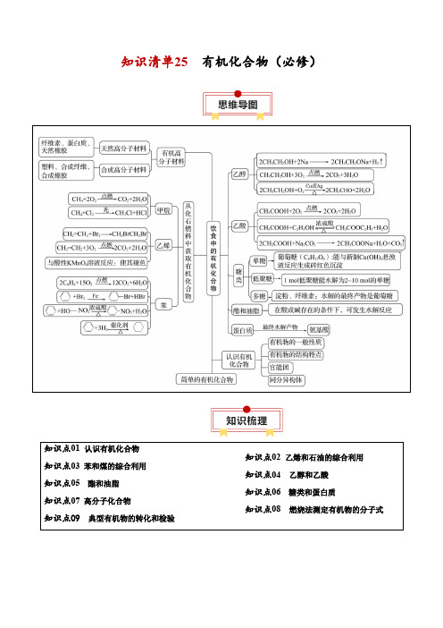 知识清单25有机化合物(必修)-【口袋书】2025年高考化学一轮复习知识清单