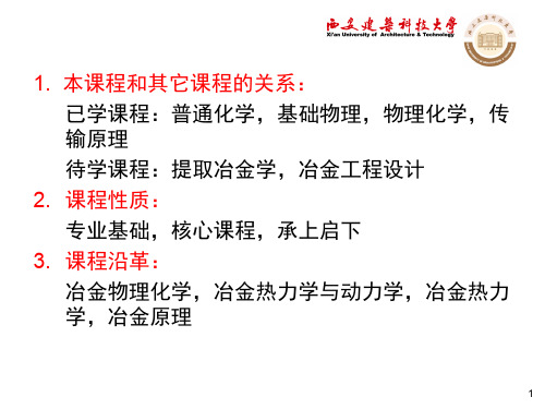 2009年级精品课程建设项目申请课程名称冶金原理课程负责人