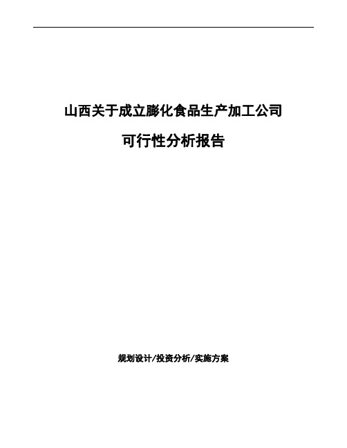 山西关于成立膨化食品生产加工公司可行性分析报告