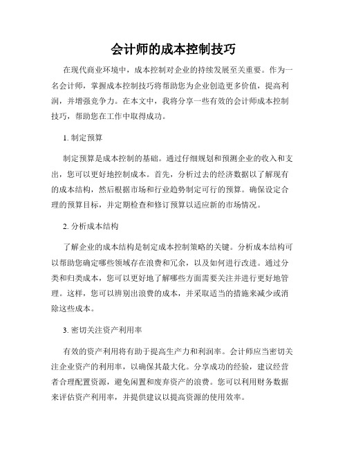 会计师的成本控制技巧