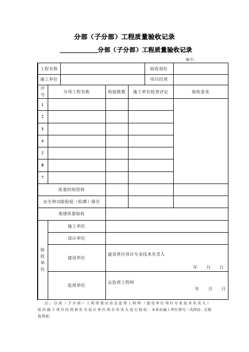 分部(子分部)工程质量验收记录