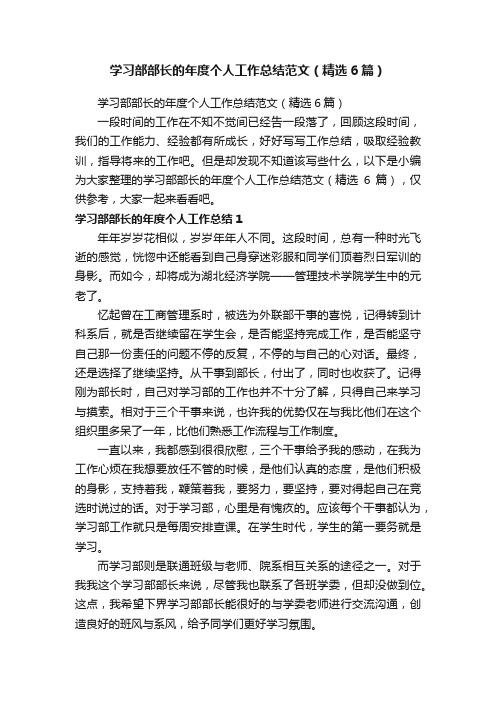 学习部部长的年度个人工作总结范文（精选6篇）