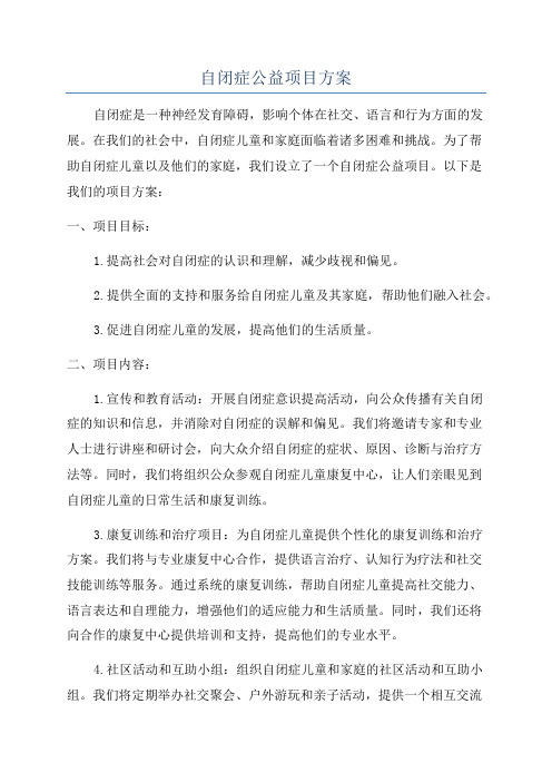 自闭症公益项目方案