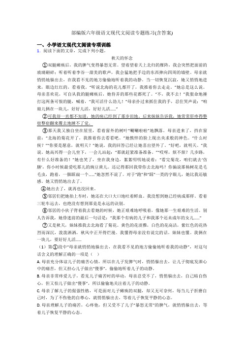 部编版六年级语文现代文阅读专题练习(含答案)