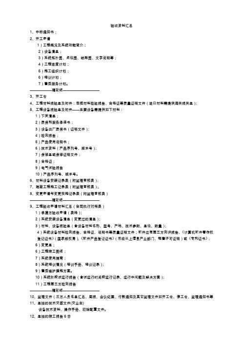 监控工程验收资料汇总