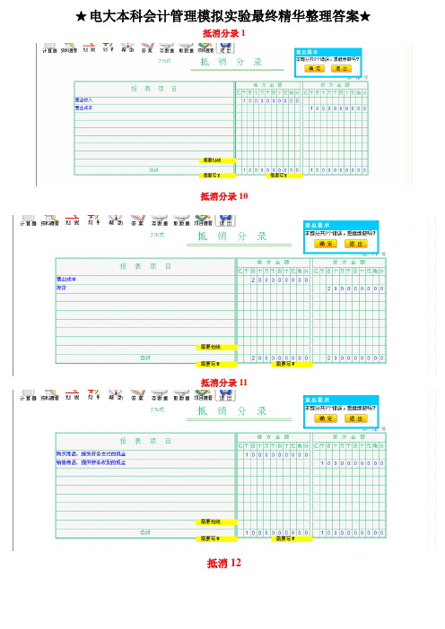 ★电大本科会计管理模拟实验最终精华整理答案★