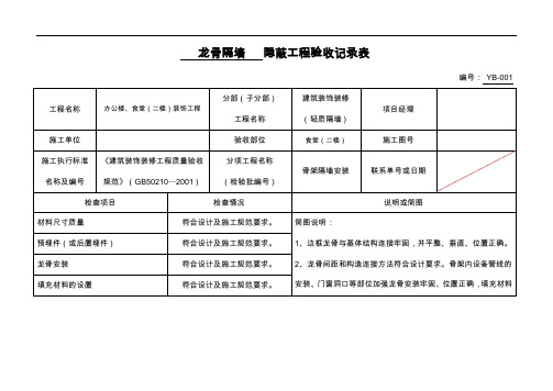 轻钢龙骨隔墙隐蔽