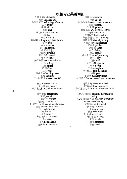 机械专业英语词汇完整版