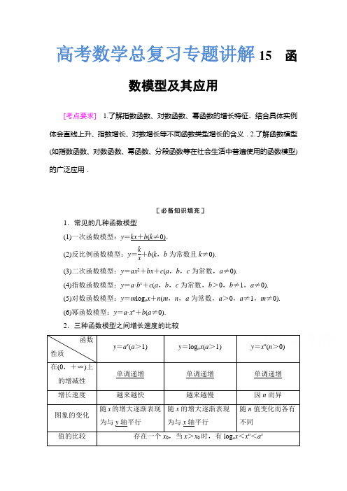 高考数学总复习专题讲解15---函数模型及其应用