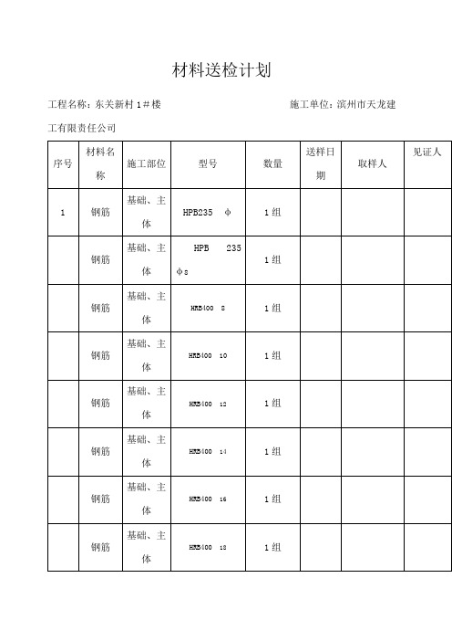 材料送检台帐