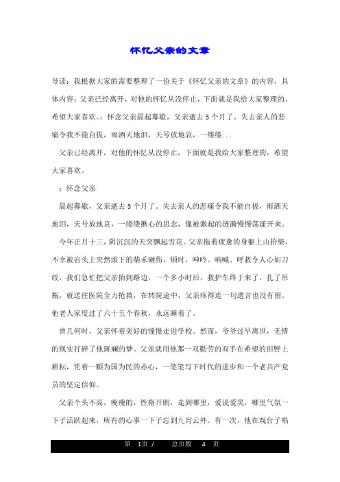 怀忆父亲的文章