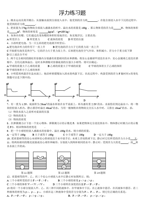 浮力练习题