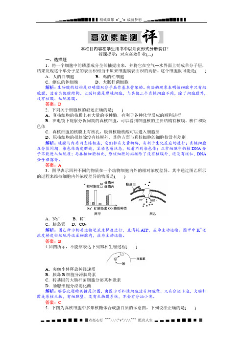 高考生物二轮复习精品课件配套习题 专题一 第2讲---高效素能测评
