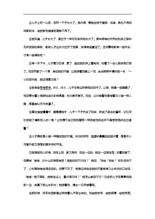 2013福建省泉州市中考语文练习题精选：小说阅读