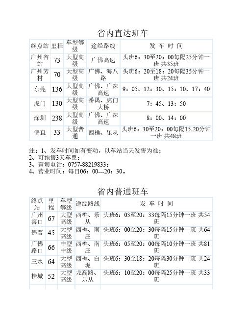 高明汽车站发车时间表