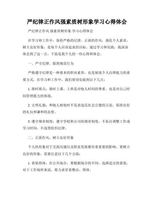 严纪律正作风强素质树形象学习心得体会