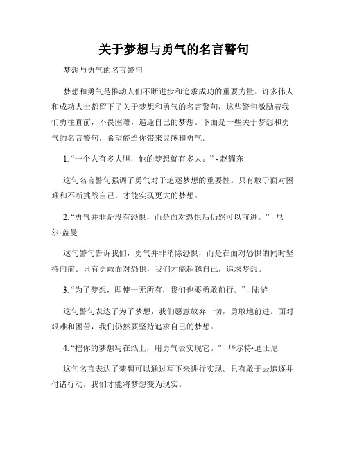 关于梦想与勇气的名言警句