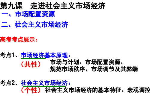 届高三政治一轮复习走进社会主义市场经济共张精品PPT课件