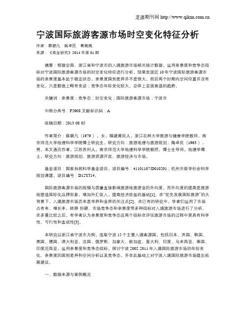 宁波国际旅游客源市场时空变化特征分析