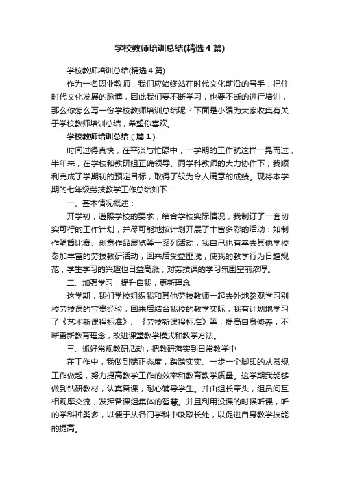 学校教师培训总结（精选4篇）