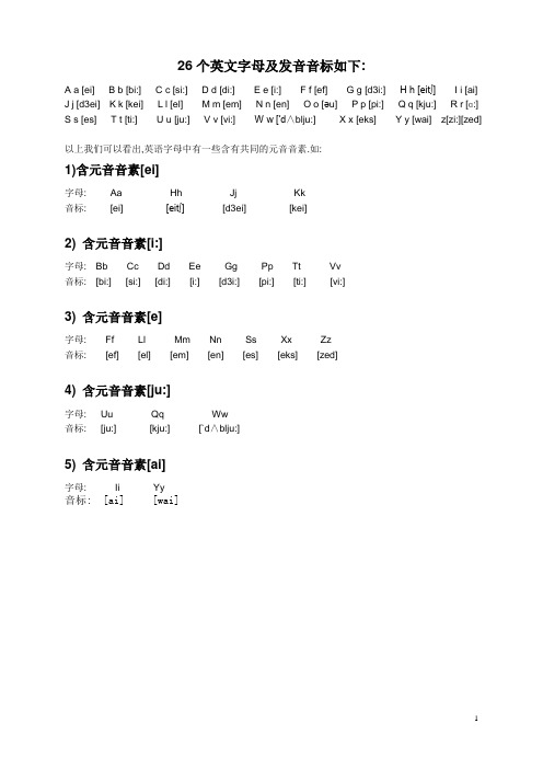 应注意的26个英文字母及发音音标规则