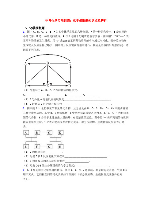 中考化学专项训练：化学推断题知识点及解析