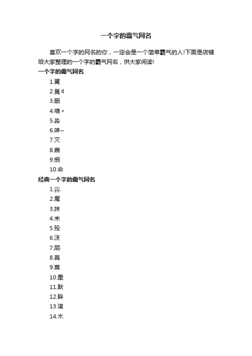 一个字的霸气网名