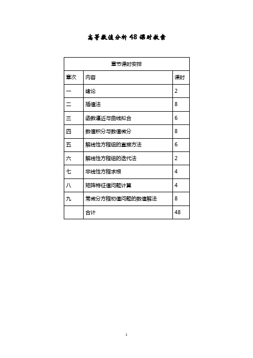 (完整版)高等数值分析48课时教案