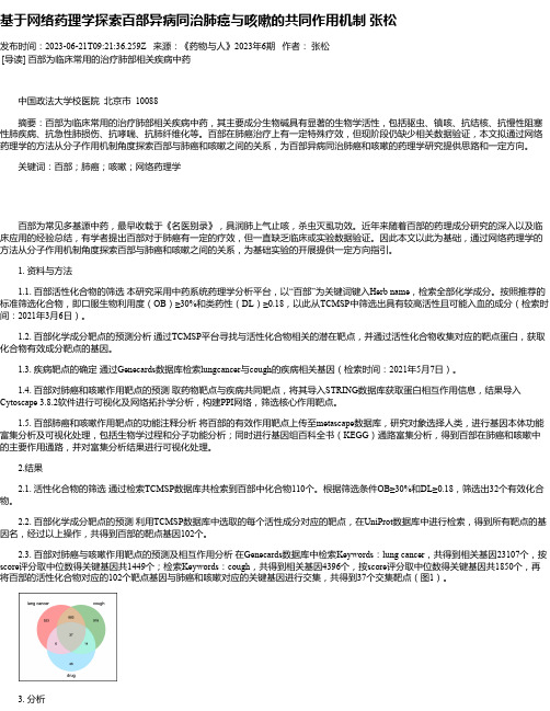 基于网络药理学探索百部异病同治肺癌与咳嗽的共同作用机制张松