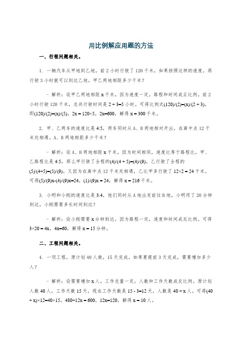 用比例解应用题的方法