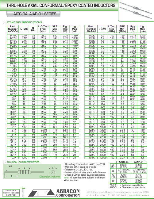 艾睿欧  AICC-04, AIAP-01系列 铁氧体线圈   数据表说明书