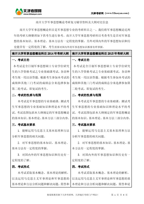 南开大学军事思想概论考研复习辅导资料及大纲对比信息