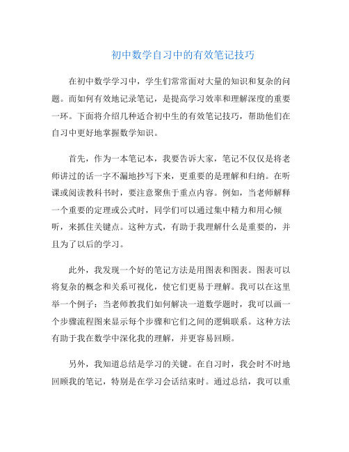 初中数学自习中的有效笔记技巧