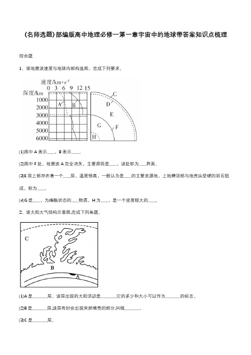 部编版高中地理必修一第一章宇宙中的地球带答案知识点梳理