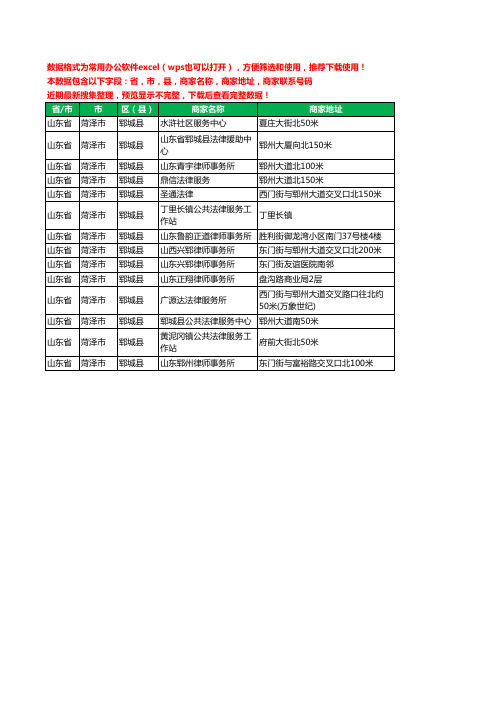 2020新版山东省菏泽市郓城县律师工商企业公司商家名录名单黄页联系电话号码地址大全14家