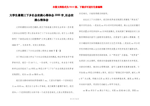 大学生暑期三下乡社会实践心得体会3000字_社会实践心得体会