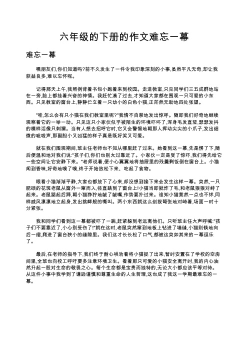 六年级的下册的作文难忘一幕